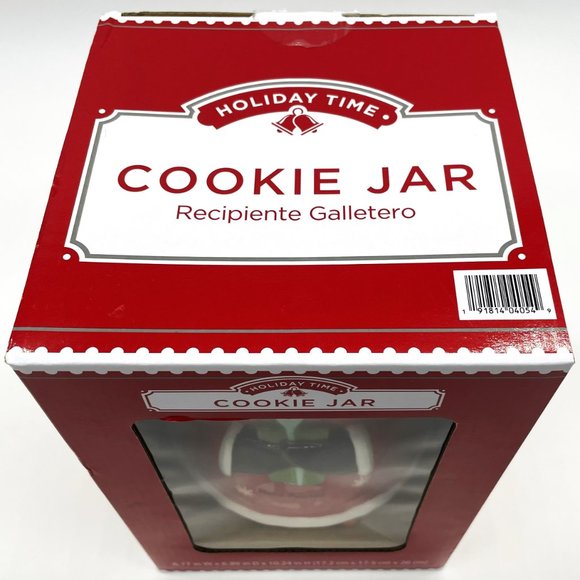 Holiday Time Hand Painted Christmas Penguin Cookie Earthenware Cookie Jar-NIB - Picture 2 of 5